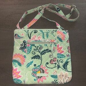 Vera Bradley Floral Crossbody Bag - Mint Green and Pink